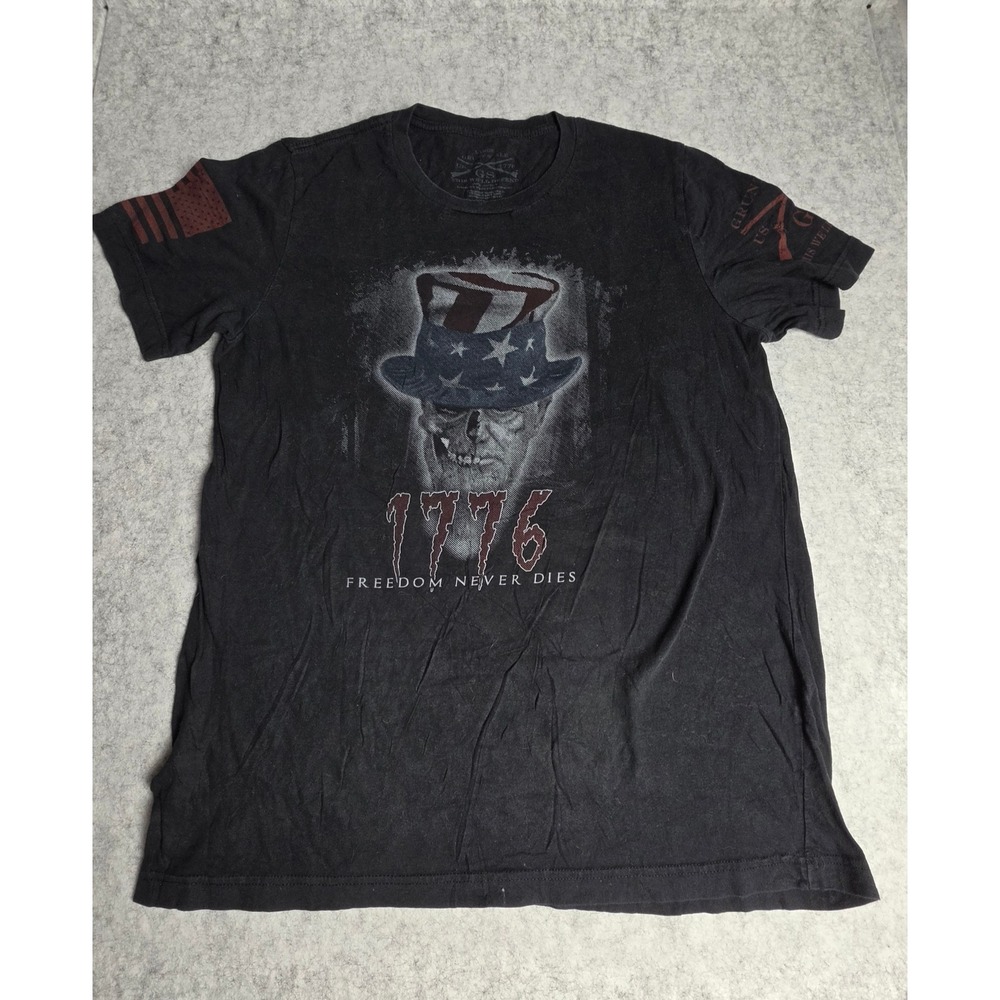 Grunt Style 1776 Freedom Never Dies Graphic T-Shirt Mens Large Black Patriotic